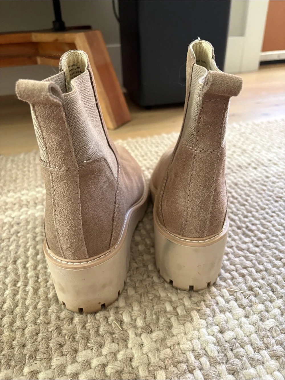 Dolce Vita Taupe Suede Chelsea Platform Booties